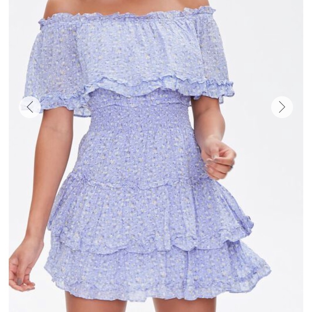Forever 21 Purple Off Shoulder Ruffle Dress